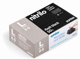 Santex Flash Black Power nitrilinės pirštinės, L dydžio, 50 vnt. pakuotėje - 8,5 g - dvigubas deimantinis reljefas kaina